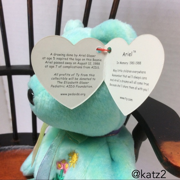 Ty Beanie Baby Retired - Rare Ariel Bear In Memory 1981-1988 - Picture 2 of 3